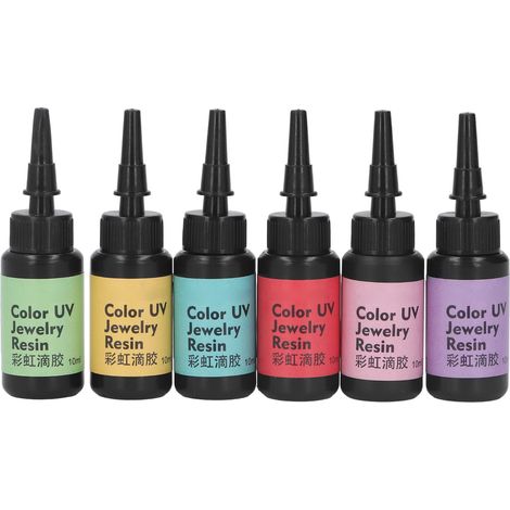 6Pcs 10ml UV Resin Easy Operation Quick Curing Bright Vivid Color Widely Used UV Epoxy Resin for DIY Jewelry Set A (Chartreuse, Light Blue, Pale Purple, Coral Red, Pale Yellow, Pink) (1/5)