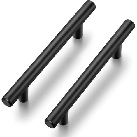 Runde Rohrgriffe für Schränke, Türen und Schubladen, 96 mm Lochabstand, schwarz, 2 Stück (1/5)