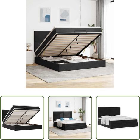 vidaXL Samt -  Ottoman-Bett mit Matratzen Schwarz 180x200 cm Samt (1/5)