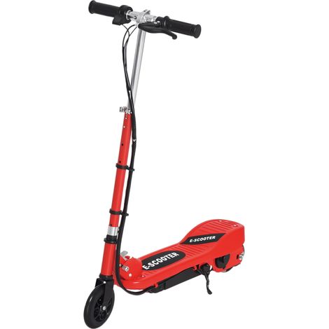 Trottinette électrique rouge pliable pour enfants. Batterie rechargeable, vitesse sécurisée et hauteur ajustable pour les déplacements extérieurs. (1/5)