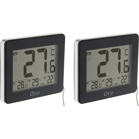 Lot de 2 thermomètres intérieur extérieur filaires noir - Otio (1/5)