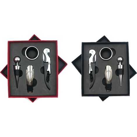 Coffret tire-bouchon en acier inoxydable antirouille, emballage raffiné, poignée et poignée, idéal pour la maison, le bar ou les restaurants (noir) (1/5)