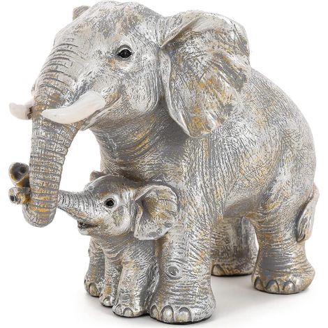 Elephant Décoration, Statue Elephant, Cadeau Maman, Cadeaux éléphants pour Femmes, Objet Décorations Modernes pour Intérieurs, Salon, Bureau - Argent