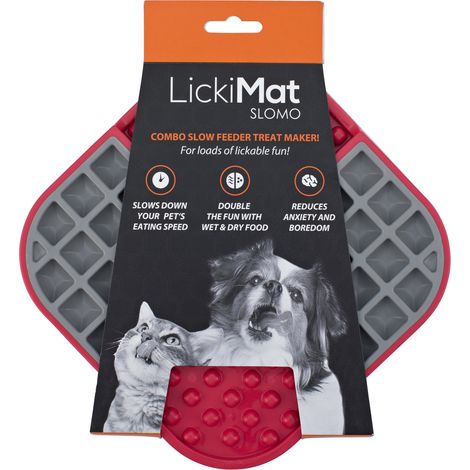 LickiMat Slomo - TRP Schleckmatte für Hunde - rot - 20 cm