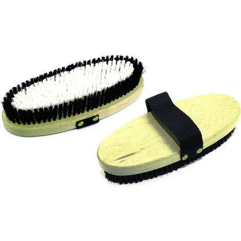 Spazzola per cavalli con setole morbide e dorso in legno