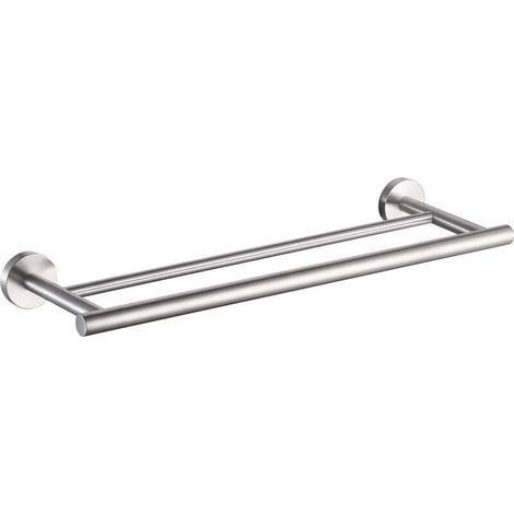 Porte-serviettes double pour salle de bain, cuisine, en acier inoxydable 304, antirouille, montage mural, surface brossée (1/4)