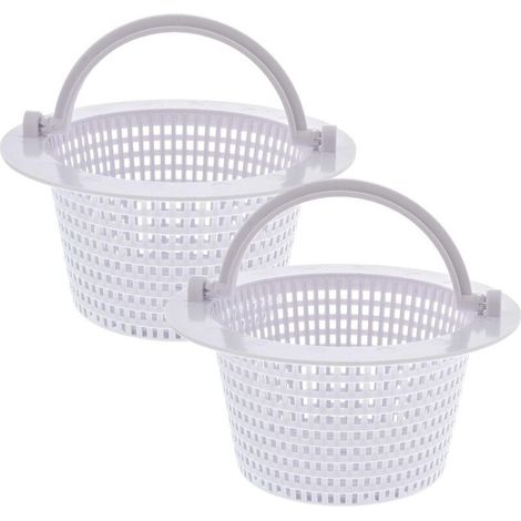 Panier rond pour skimmer de piscine hors sol, avec poignée pour Un Retrait Facile, Paquet de 2 - Diam 16 cm - Blanc (1/4)