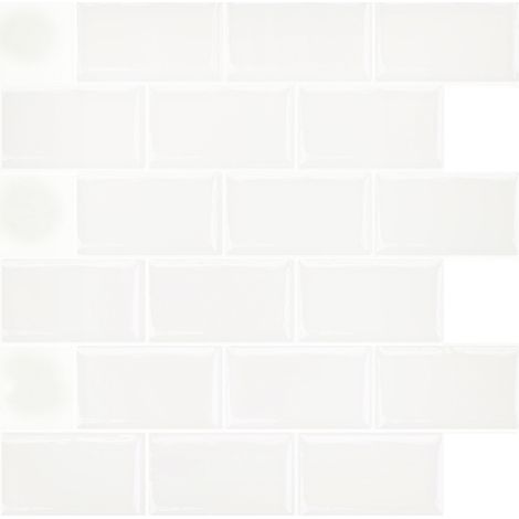 AUFUN 10x Dalle,Carrelage Adhesif Mural Salle de Bain,Plus épaisse,Crédence adhésive pour Cuisine,Version Plus Adhésive,30x30cm - Blanc pur (1/5)