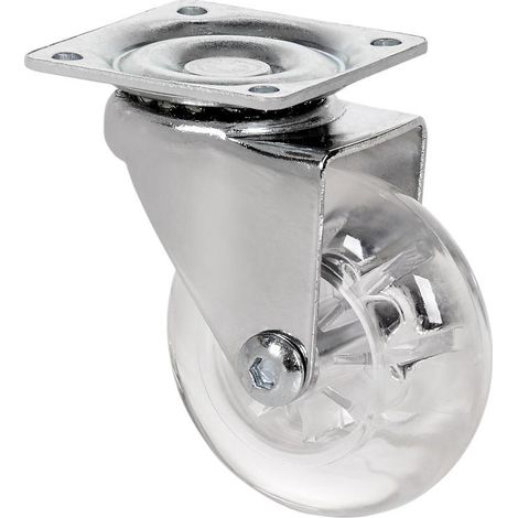 rueda giratora placa cromada 10bdt75 poliur.transparente eje liso (1/2)