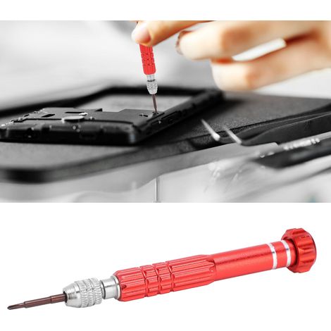 Kit d'outils de démontage et de réparation de téléphones portables 5 en 1 en alliage d'aluminium avec tournevis (rouge) (1/5)