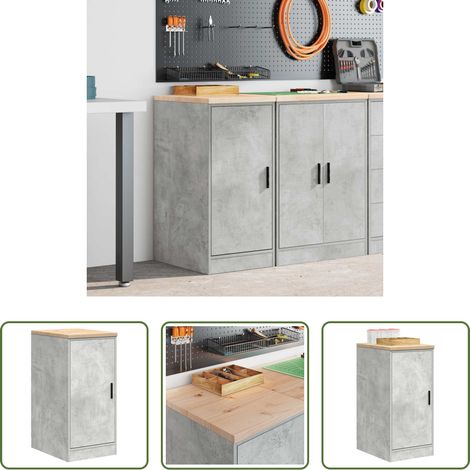 Rangement de garage - Armoire de rangement de garage gris béton 40x51x85 cm bois pin (1/5)