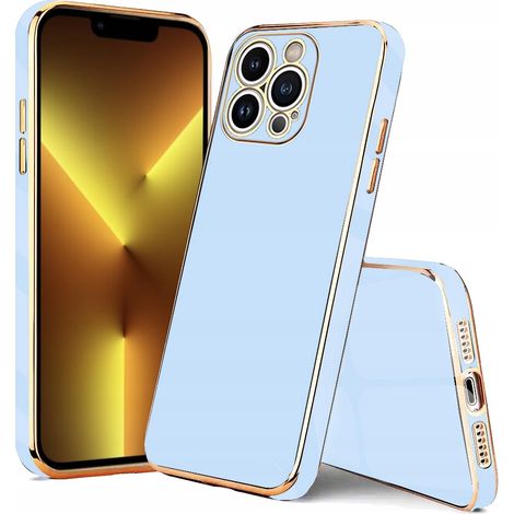 CUSTODIA per IPHONE 13 PRO GLAMOUR CASE BLU CORNICE ORO + VETRO 9H (1/5)