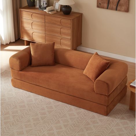 Umwandelbares Schlafsofa aus Samtstoff, Terrakotta, 195 x 89 x 59 cm, MODENUIT (1/5)