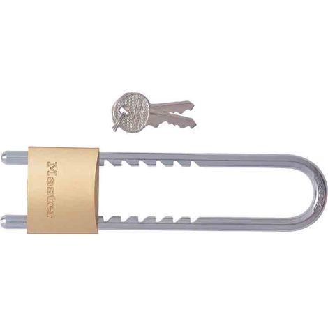 MASTERLOCK 50 mm Vorhängeschloss aus massivem Messing mit verstellbarem Bügel von 70 bis 155 mm – 1950EURDCC