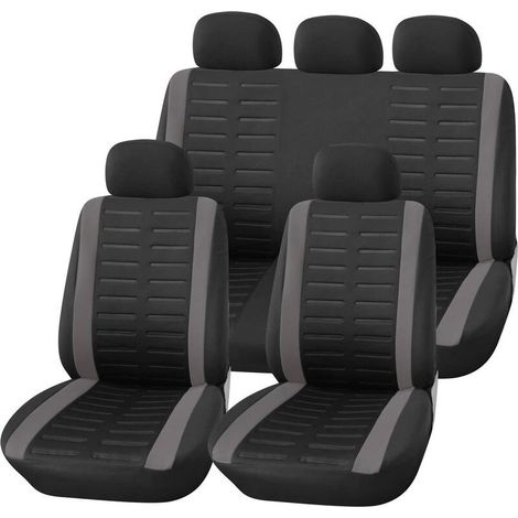 Universal car seat cover set, black and grey, universal car seat covers for front and rear seats, interior accessories, gadget (1/5)