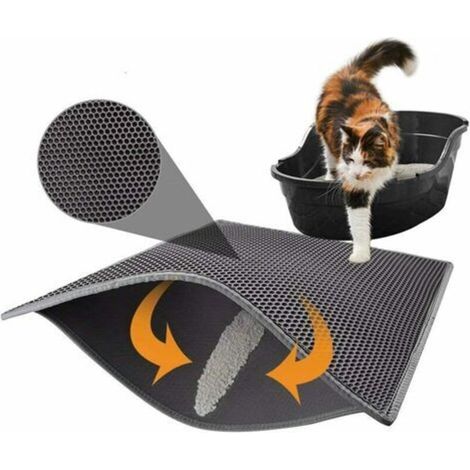 Tapis de litière pour chat Tapis de litière pour chat, tapis de litière pour chat en nid d'abeille, tapis de litière pour chat en nid d'abeille à double couche imperméable (1/5)