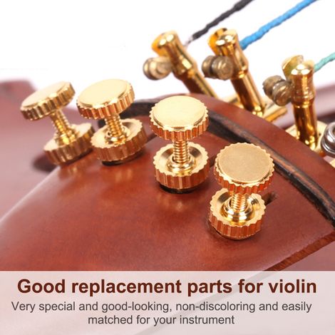 Lot de 4 tendeurs de cordes fins en alliage durable, pièces de rechange pour violon 4/4 (doré) (1/5)