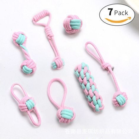 Set di 7 Giocattoli per Cani, Corda da Masticare Durevole, Solitudine, per Cani di Piccola e Media Taglia, Salute (Multicolore) (1/5)