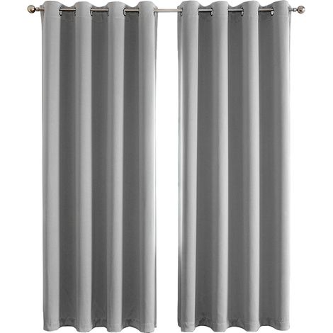 Lot de 2 rideaux occultants thermiques 140x240 cm – Œillets métalliques 3 cm – Réduction de la lumière 60-75% – Lavable en machine – Aqrau