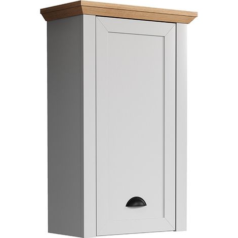 Meuble haut de salle de bain style campagne gris clair/chêne Indiana
