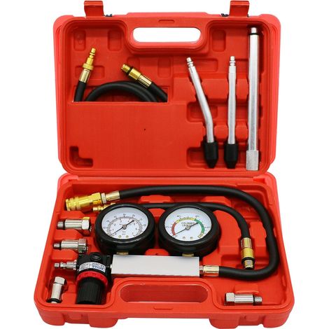 Engine Pressure Loss Tester, Dual Gauge Diagnostic Tool for Checking Leakage Rate Pressure with Extension Rod (1/5)