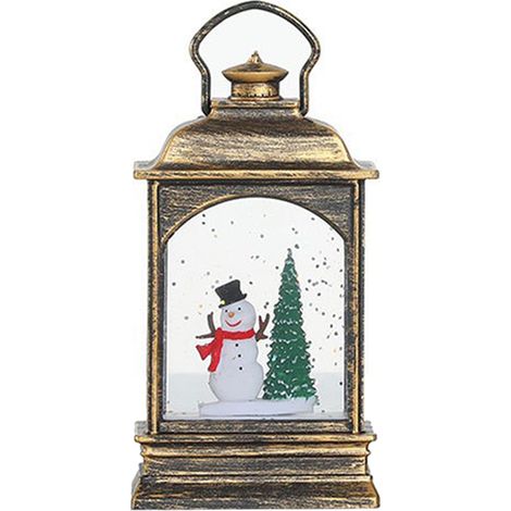 Lampe Bonhomme Neige Plat Remplie D'eau, Luminaire De Table Pour Noël, Décoration Intérieure Avec Piles Incluses (1/3)
