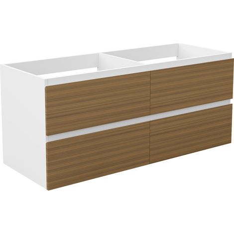 Unterschrank Badmöbel Badschrank Waschbeckenunterschrank 120cm Mattweiß+Matt-Nussbaum TYP1 (1/5)