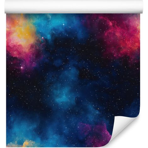 Aquarell-Galaxy-Tapete, Marineblau, Pflaume und Schwarz, 50 x 1000 cm (1/5)
