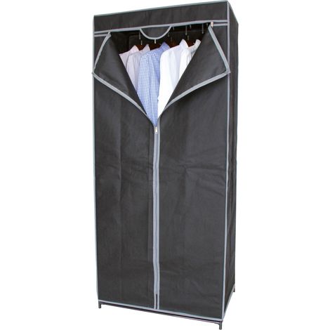 Armoire en tissu LA PENDERIE en gris - env. 160 x 70 x 45 cm