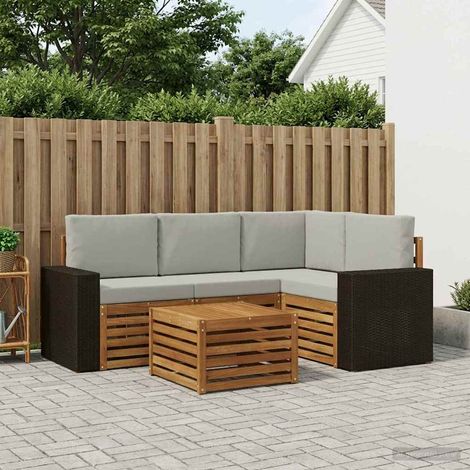 vidaXL Ensemble de canapés d'extérieur 5 pcs Naturel et gris clair (1/5)