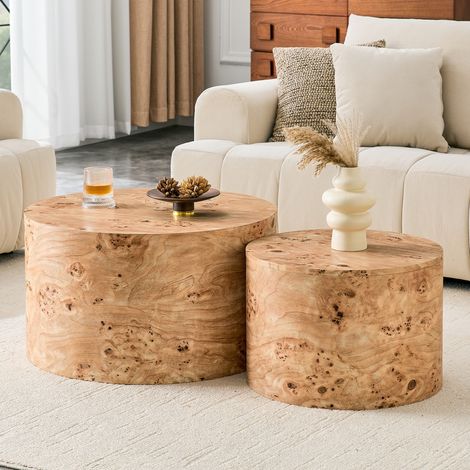 Runde Couchtische 2er-Set mit Stauraum, MDF in Holzoptik, 62,8 cm und 44 cm HAVRYA (1/5)