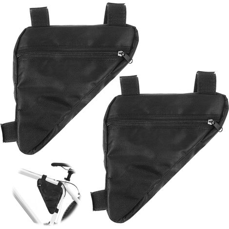Lot de 2 sacs de rangement légers pour cadre de vélo de montagne - Noir - Étanches - Pour vélo de route et VTT (1/5)