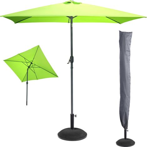 El verano imprescindible: Parasol inclinable verde manzana + funda anti-UV + base de cemento 25Kg