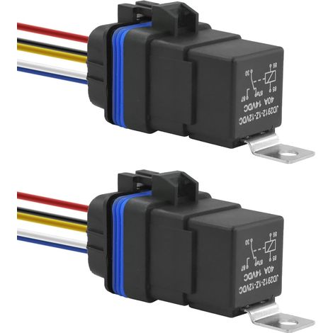 Kit de 2 relais étanches, interrupteur 40/30 A 12 V, 5 broches SPDT, robuste pour klaxons, démarreurs, moteurs, ventilateurs (1/5)