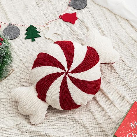 Peluche a forma di bastoncino di zucchero natalizio, cuscino decorativo a forma di bastoncino di zucchero natalizio, morbido cuscino decorativo per camera da letto e divano, decorazioni natalizie (1/4)
