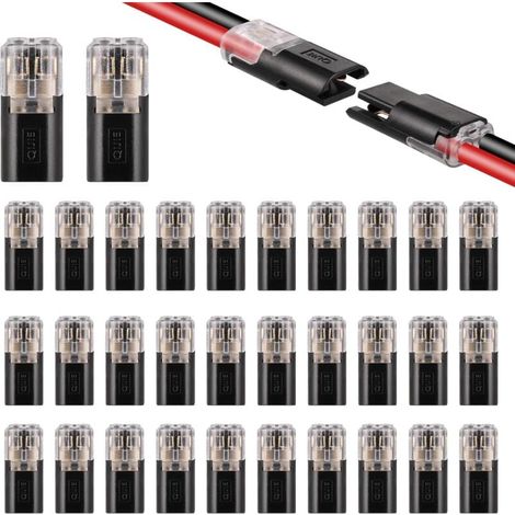 32 pièces Connecteurs De Câble à 2 Broches, mini connecteur 2 fils, connecteur de cable, Connecteur à Double Fil avec Boucle de Verrouillage pour Voitures, Motos, Navires (1/4)