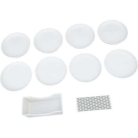 Ensemble de 8 assiettes rondes pour cracher les os, avec panier d'égouttage, pour apéritifs et autres petits plats à grignoter. (1/5)