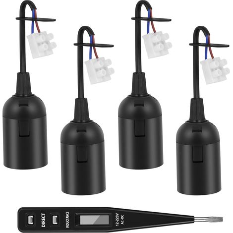 4PCS Douille E27 avec Fil, Douille de Lampe + Testeur de Tension VDE (1/5)
