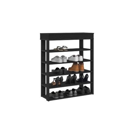 Étagère à chaussures noir 80x30x98 bois d'ingénierie (1/5)