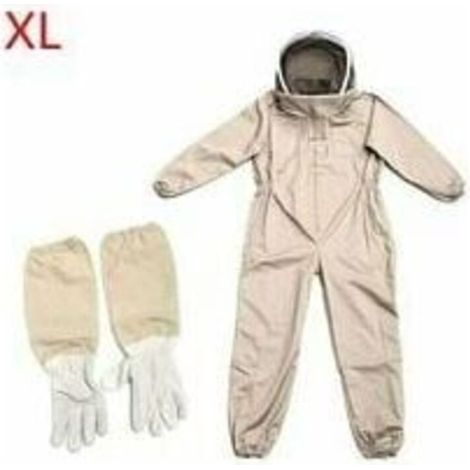 Imkeranzug, professioneller Imkeranzug mit Handschuhen und Schutzschleier, Ganzkörper-Imkeranzug, Wespenschutz für Imker, Café, XL