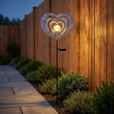 Luce solare Lampada da giardino Luce da sentiero Metallo grigio argento LED Outdoor H 82 cm