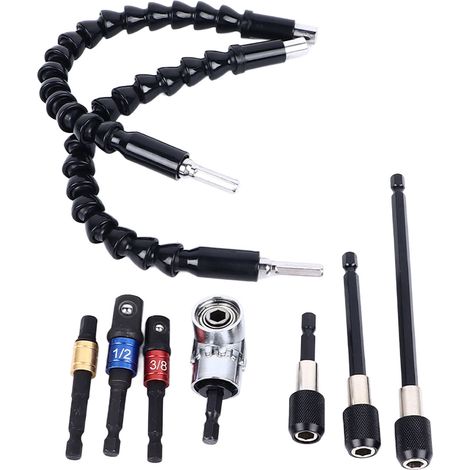 Jeu d'adaptateur de rallonge pour mèche multifonction à connexion rapide arbre flexible universel porte-embout pour voiture et réparation domicile (1/5)