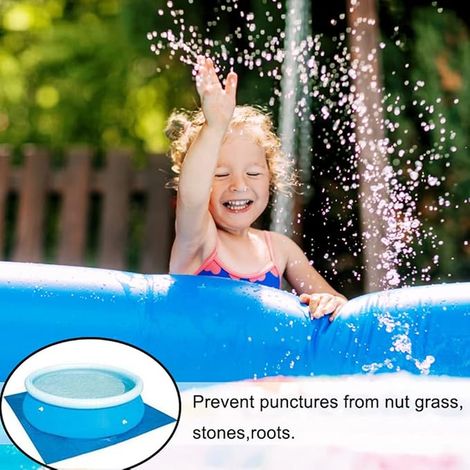 Rectangular Pool Floor Mat, Blue Pool Floor Mat and Protector for Swimming Pool, Foldable Waterproof Suitable for Above Ground Pools and Hot Tubs 338 x 239 cm (1/3)