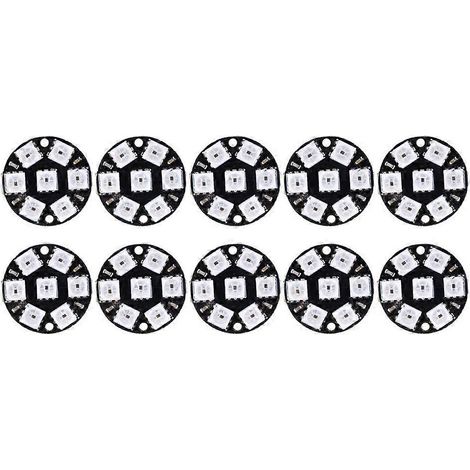 10 Stück LED-Treiber-Entwicklungsplatine, rund, mit integrierter Farbbeleuchtung, CJMCU 7 Bit, WS2812, 5050 RGB