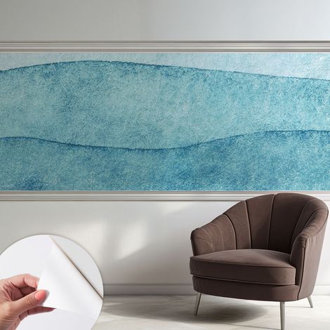 Papier peint adhésif avec colle pour décoration moderne de salon chambre à coucher cuisine et bureau Facile Vagues bleues 250x104 cm (1/5)