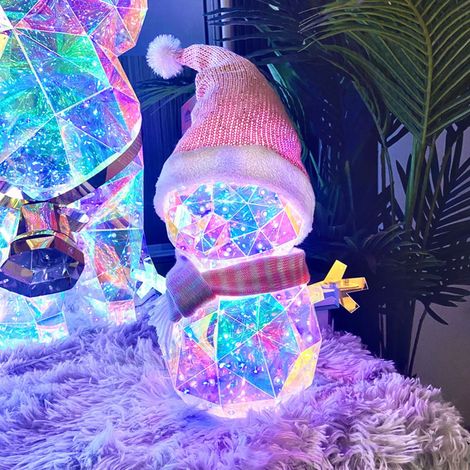 Veilleuse De Noël En 3D - Père Noël Et Bonhomme De Neige - Lampe De Table À LED - Pour Décoration Intérieure Et Fêtes - 1 Pièce (1/5)