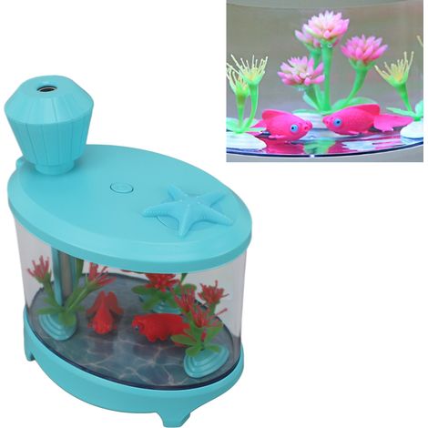 Humidificateur d'arômes ultrasonique créatif pour aquarium 2 en 1, grand format, pour bureau, maison, petit format, USB, silencieux, pour voiture, huiles essentielles, bleu (1/5)