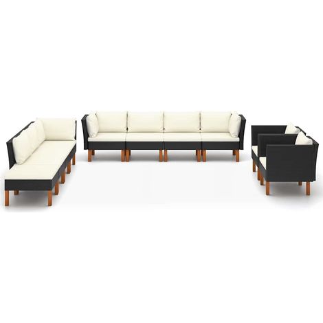 Maison Exclusive - 10-tlg. Garten-Lounge-Set Poly Rattan Eukalypt