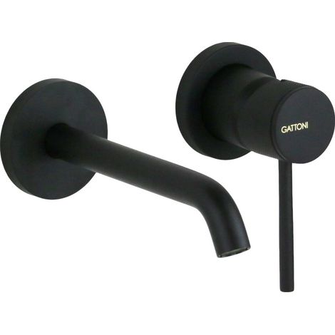 Mitigeur lavabo mural luxe à levier noir mat Gattoni Beta 2437/24NO  Noir mat