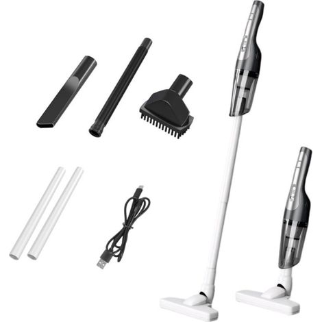 Aspirateur à main sans fil 120W, suction 12000Pa, filtre HEPA - design 2-en-1 pour auto et maison, avec 2 tuyaux rigides et brosse de sol. (1/4)